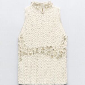 Zara knitwear top with pearls